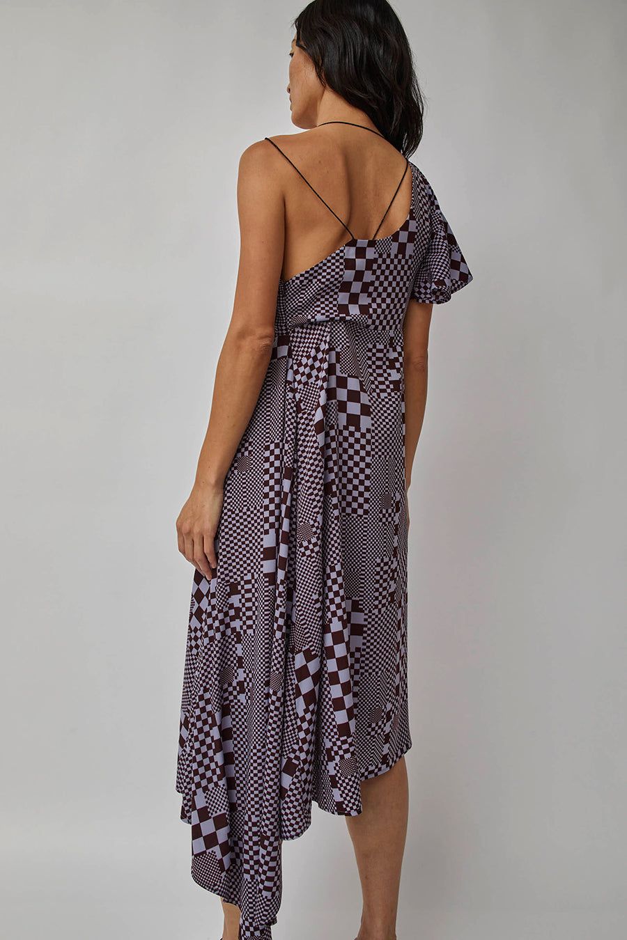KkCo Warped Checker Climber Dress in Burgundy and Pastel Blue sold by No. 6 product image thumbnail 5