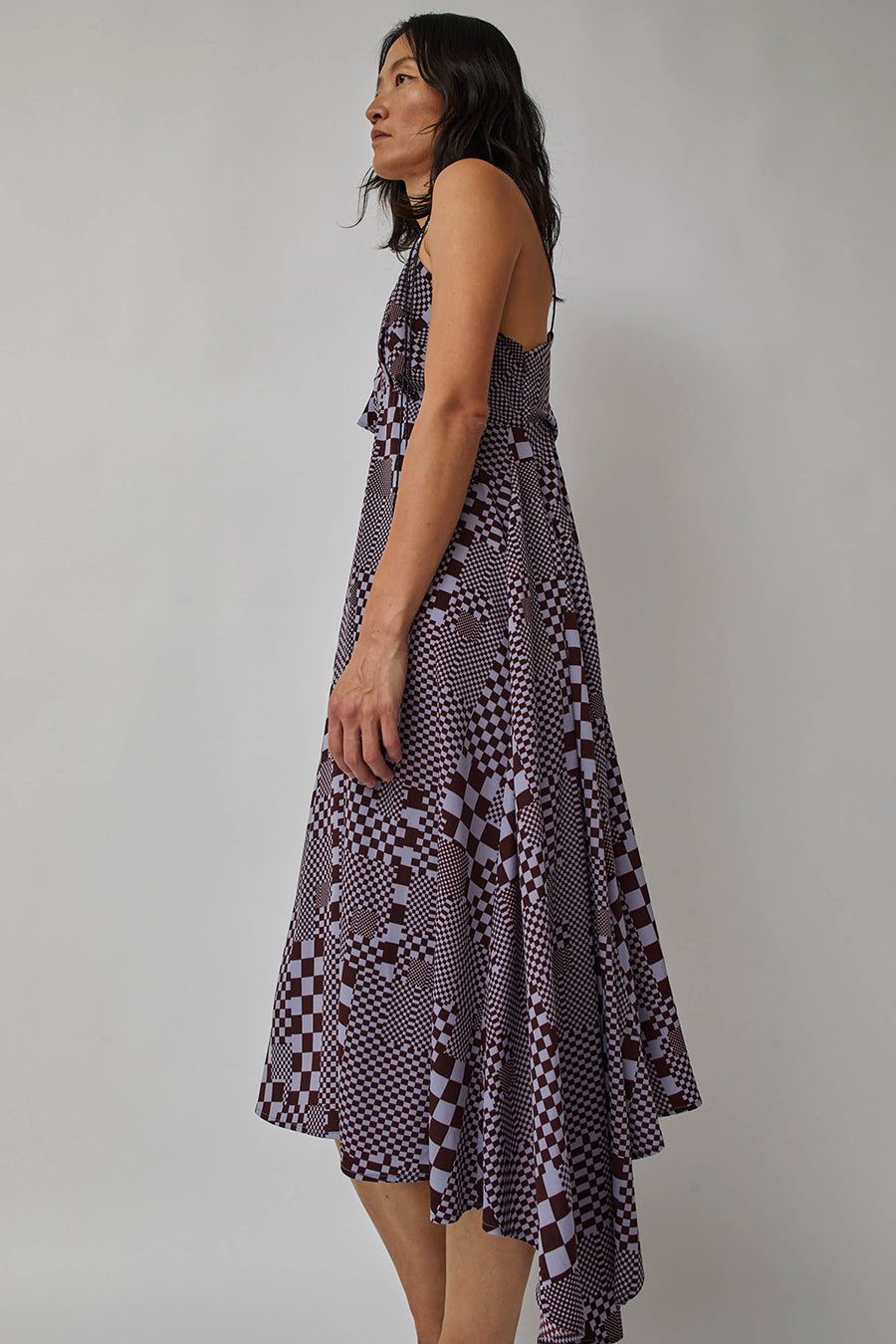 KkCo Warped Checker Climber Dress in Burgundy and Pastel Blue sold by No. 6 product image thumbnail 4