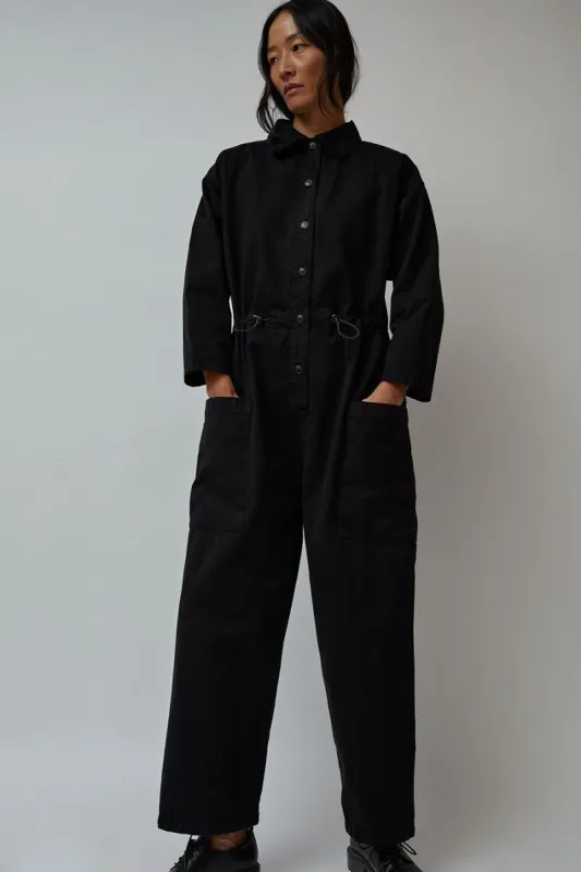 Girls of Dust Garage Suit in Crispy Cotton Black made by No. 6
