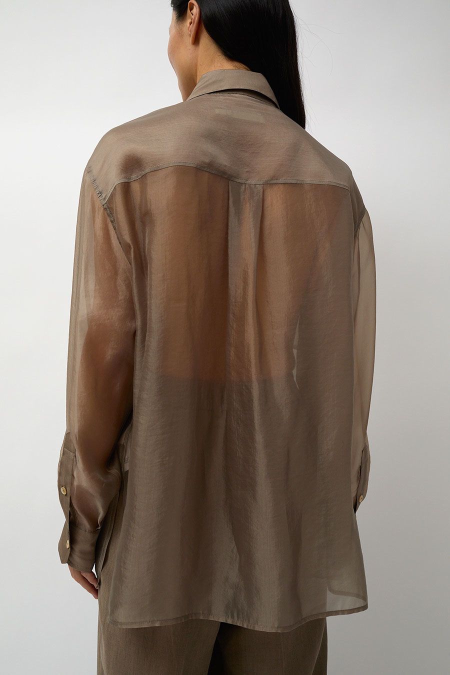Mijeong Park Organza Sheer Blouse in Dark Beige sold by No. 6 product image thumbnail 5