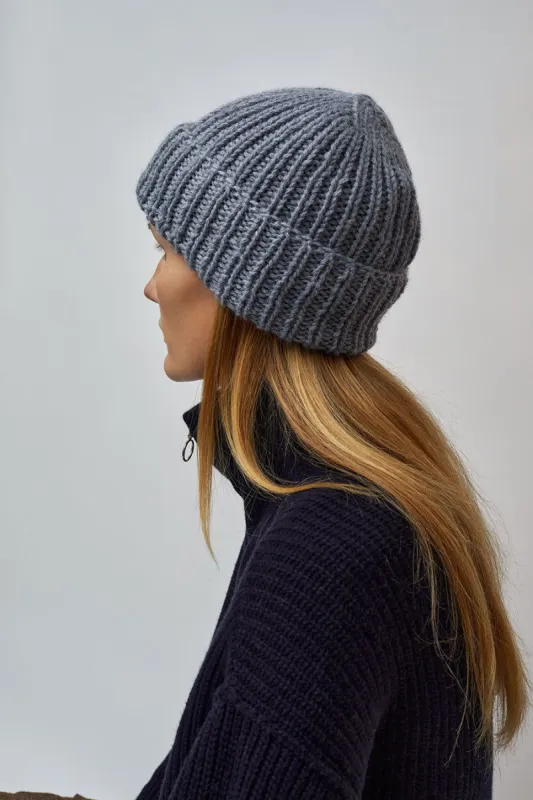 Karakoram Fold Up Long Beanie in Light Denim made by No. 6