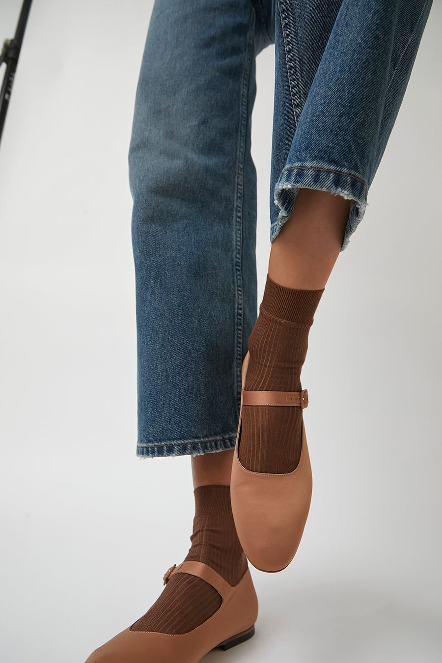 Maria La Rosa Ribbed Ankle Socks in Cocco sold by No. 6