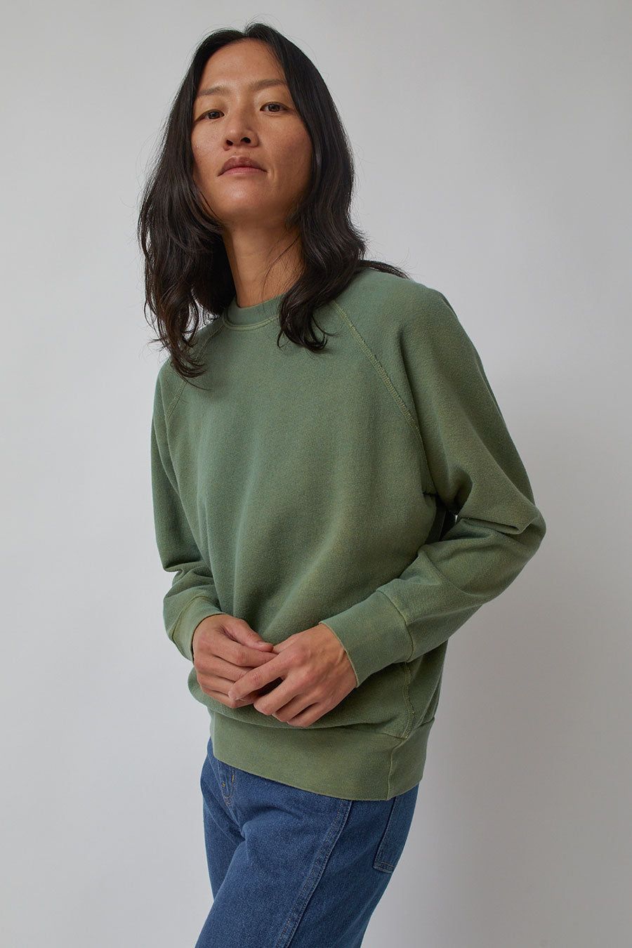 B Sides Crewneck Sweatshirt in Loden Green Botanical Dye sold by No. 6