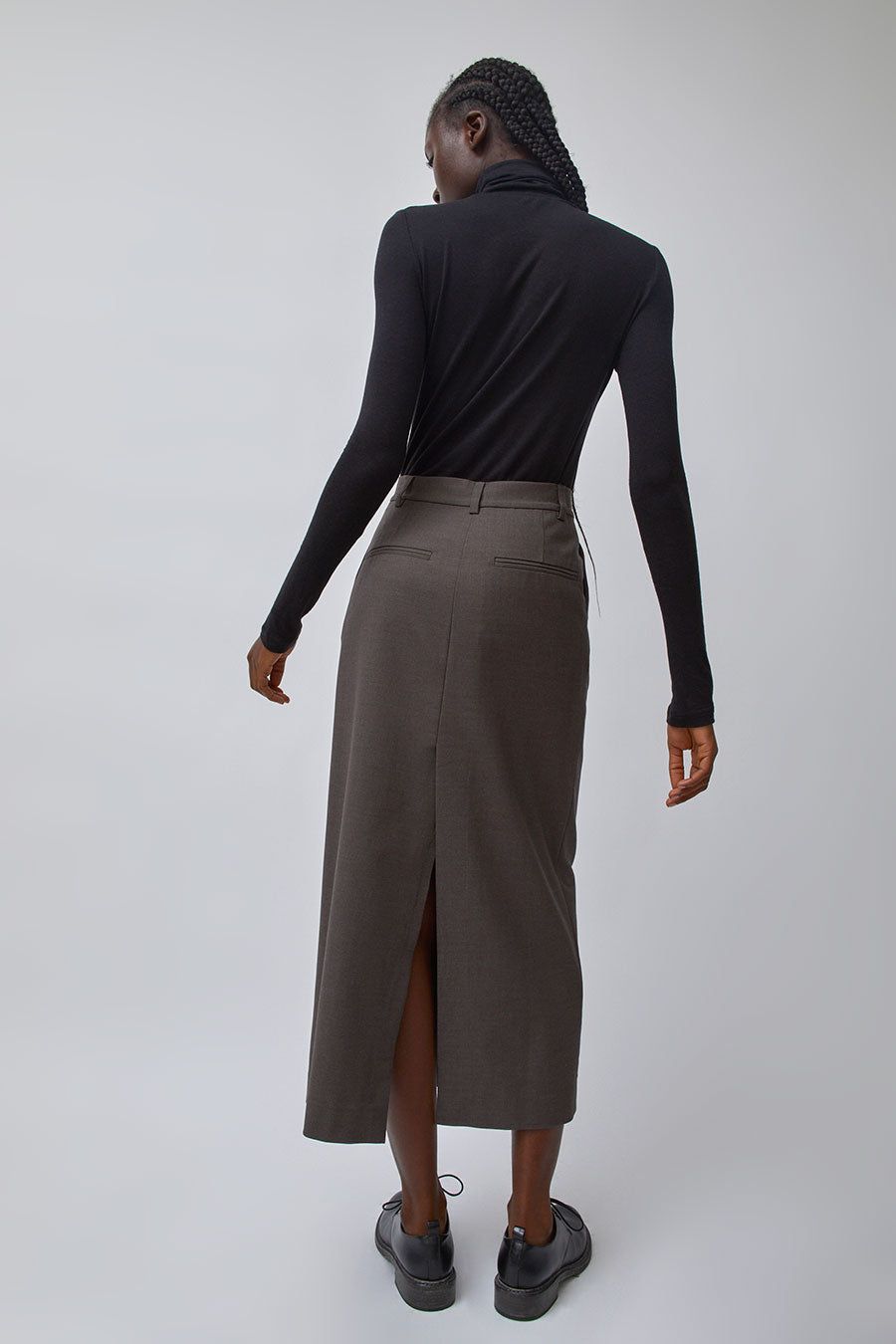 Mijeong Park Wool Blend Midi Skirt in Heather Brown sold by No. 6 product image thumbnail 6