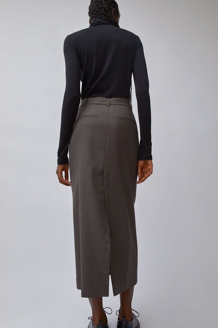 Mijeong Park Wool Blend Midi Skirt in Heather Brown sold by No. 6 product image thumbnail 5