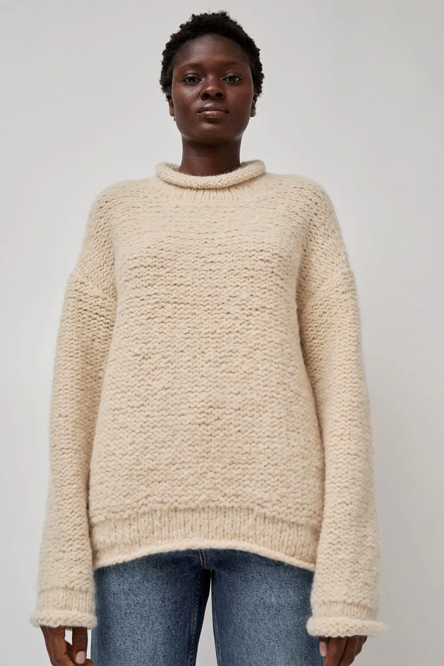 Lauren Manoogian Handknit Purl Rollneck in Alabaster sold by No. 6