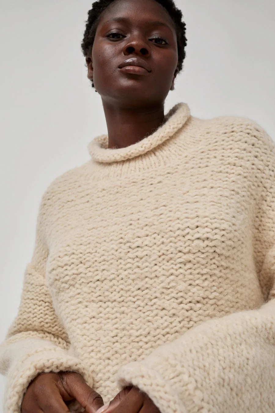 Lauren Manoogian Handknit Purl Rollneck in Alabaster sold by No. 6 product image thumbnail 2