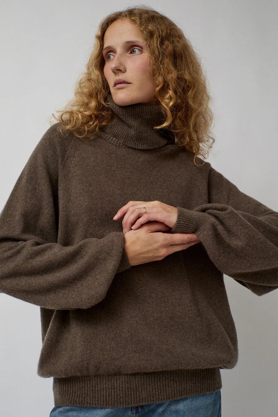 Baserange Soar Turtleneck in Teak Brown sold by No. 6