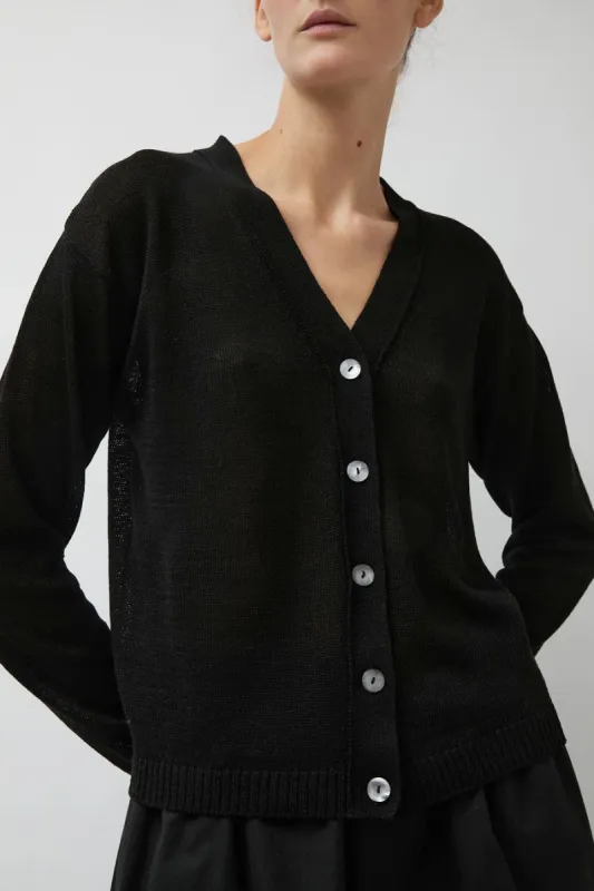 Nothing Written Linen One Button Cardigan in Black sold by No. 6