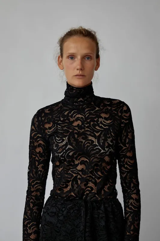 No.6 Scout Turtleneck in Black Lace made by No. 6