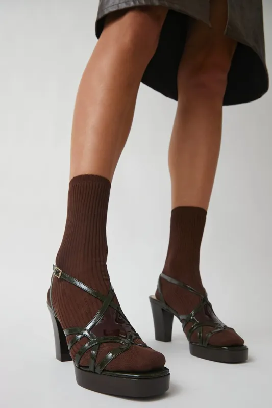 Maria La Rosa Organic Cotton Ribbed Socks in Espresso sold by No. 6