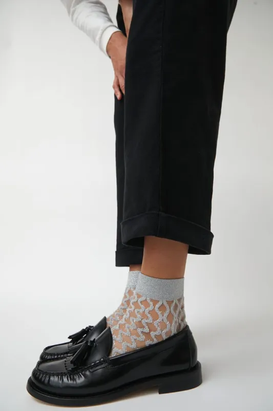 Maria La Rosa Jewel Socks in Silver sold by No. 6