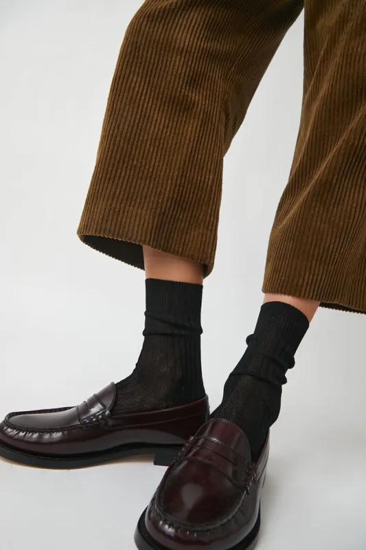 Maria La Rosa Cotton and Viscose Ribbed Socks in Nero sold by No. 6