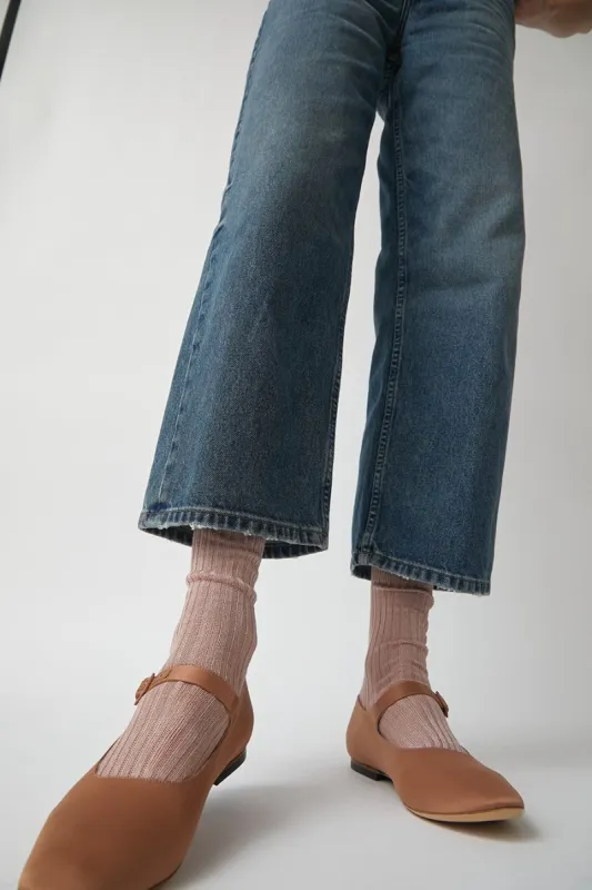 Maria La Rosa Cotton and Viscose Ribbed Socks in Blush sold by No. 6