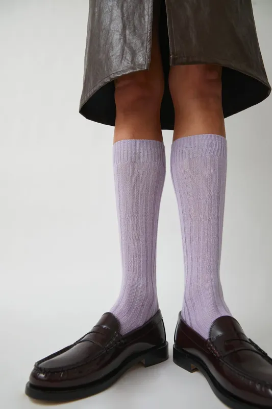 Maria La Rosa College Wool Ribbed Socks in Lilac sold by No. 6