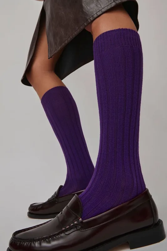 Maria La Rosa College Wool Ribbed Socks in Royal sold by No. 6