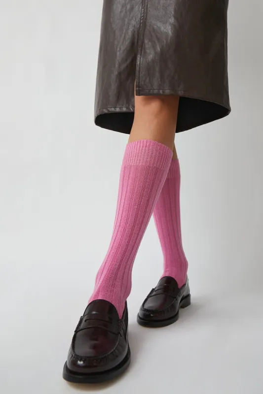 Maria La Rosa College Wool Ribbed Socks in Pink sold by No. 6