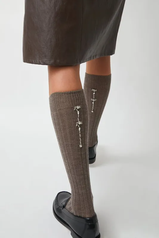 Maria La Rosa College by Night Socks in Grey Melange sold by No. 6