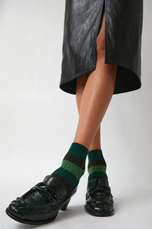 Maria La Rosa Space Dye Stripe Socks in Green sold by No. 6