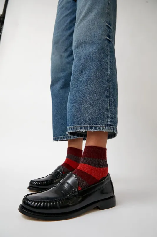 Maria La Rosa Space Dye Stripe Socks in Red made by No. 6