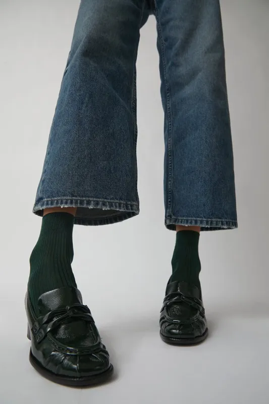 Maria La Rosa Ribbed Ankle Socks in Cipresso sold by No. 6