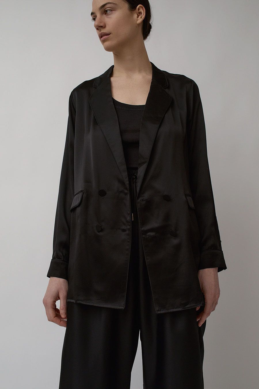Silk Laundry Relaxed Blazer in Black sold by No. 6