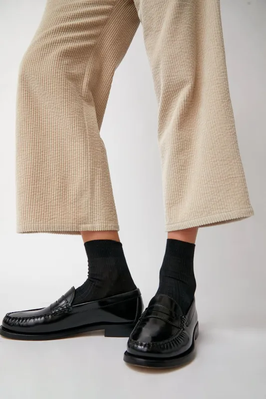 Maria La Rosa Silk Ribbed Ankle Socks in Nero sold by No. 6