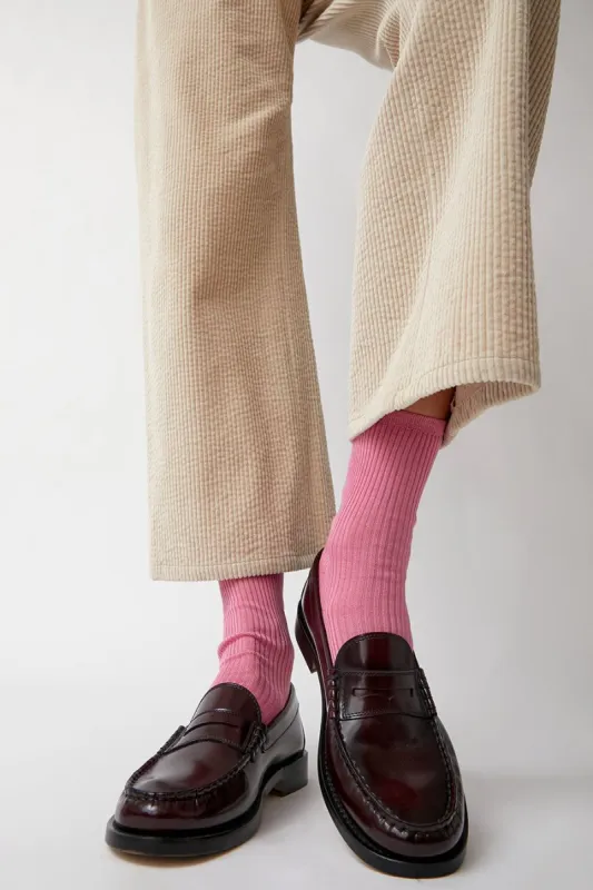 Maria La Rosa Organic Cotton Ribbed Socks in Pink sold by No. 6