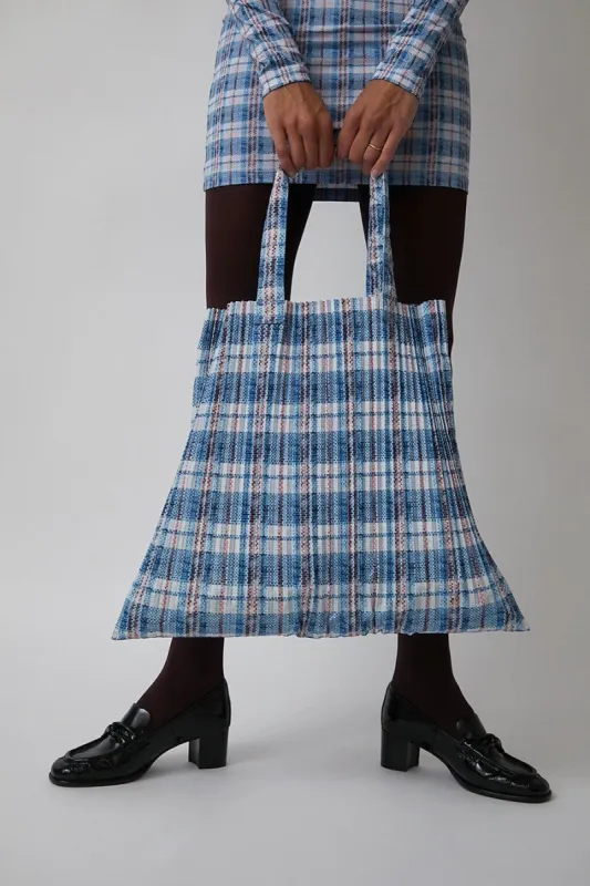 Marios Pleated Tote Bag in Tartan made by No. 6