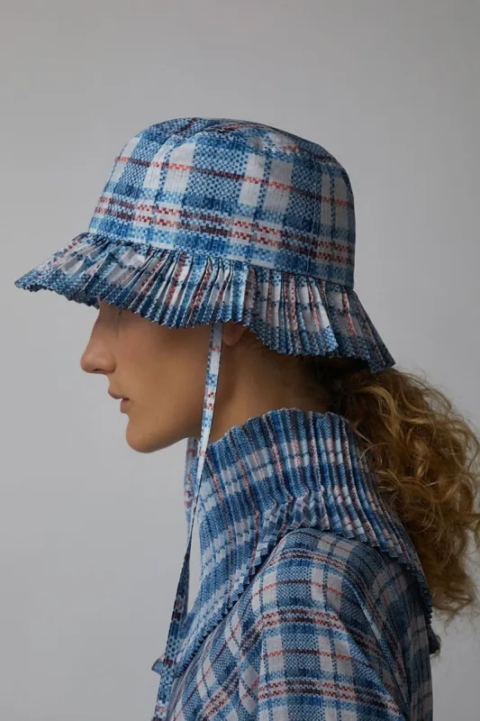 Marios Pleated Bucket Hat in Tartan made by No. 6