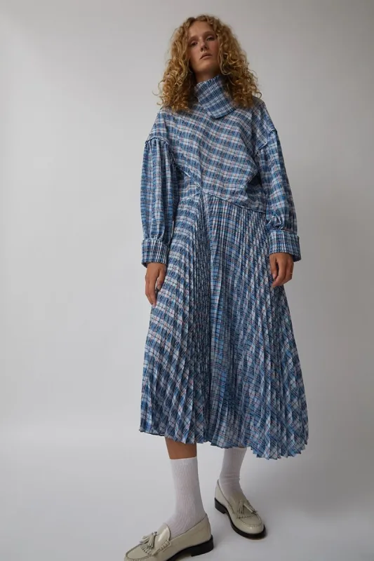 Marios Pleated Midi Dress in Tartan made by No. 6