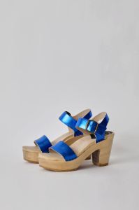 No.6 Two Strap Clog on Platform in Blue Metallic sold by No. 6