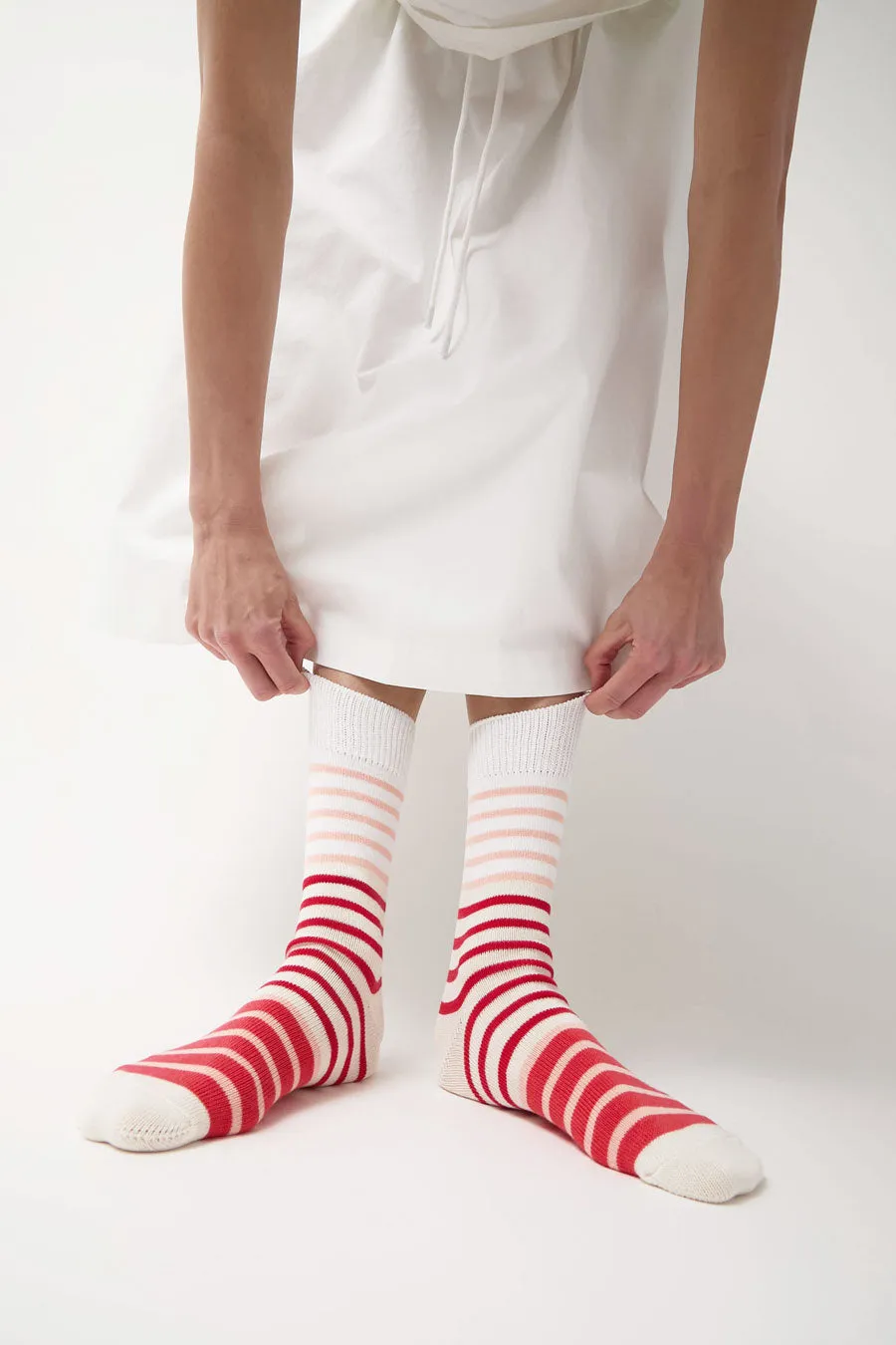Rototo Multi Marine Stripe Socks in Red sold by No. 6 product image thumbnail 2