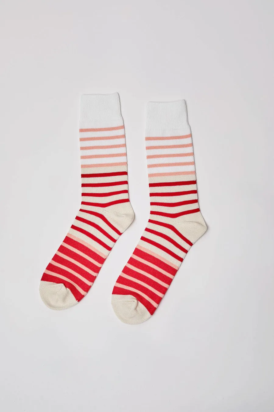 Rototo Multi Marine Stripe Socks in Red sold by No. 6