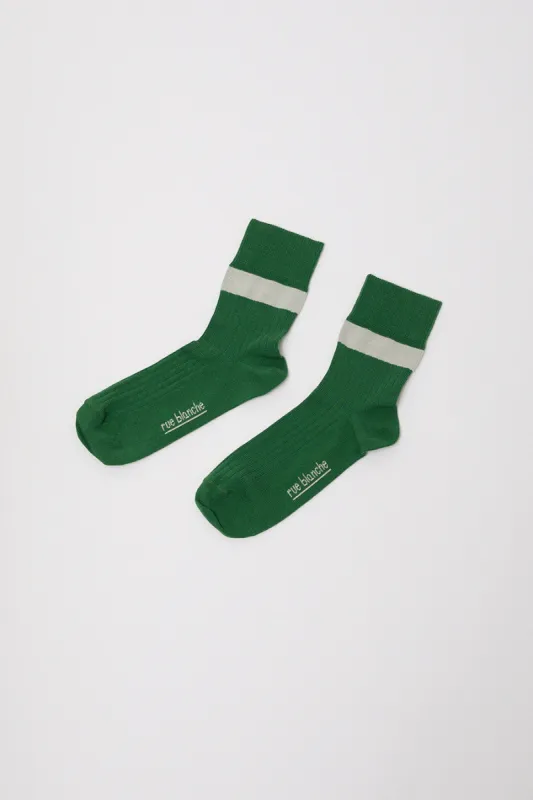 Rue Blanche Bicolor Socks in Green sold by No. 6