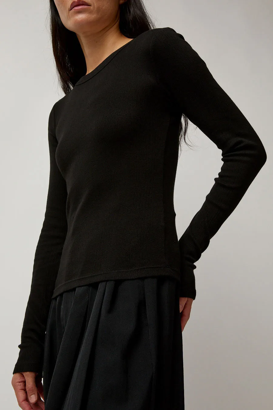 St. Agni Organic Cotton Soft Rib Long Sleeve Top in Black sold by No. 6 product image thumbnail 2