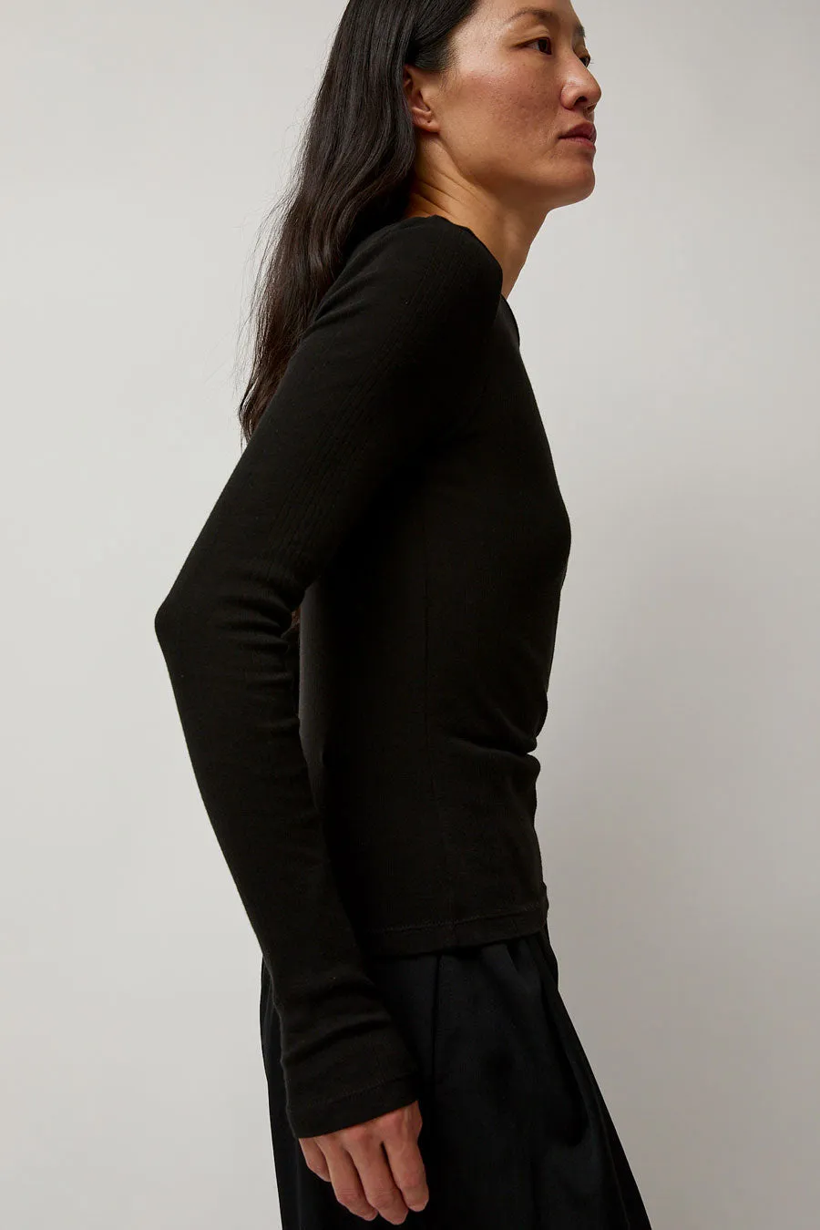 St. Agni Organic Cotton Soft Rib Long Sleeve Top in Black sold by No. 6 product image thumbnail 5