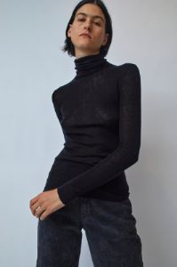6397 Slim Rib Turtleneck in Black sold by No. 6