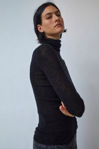 6397 Slim Rib Turtleneck in Black sold by No. 6