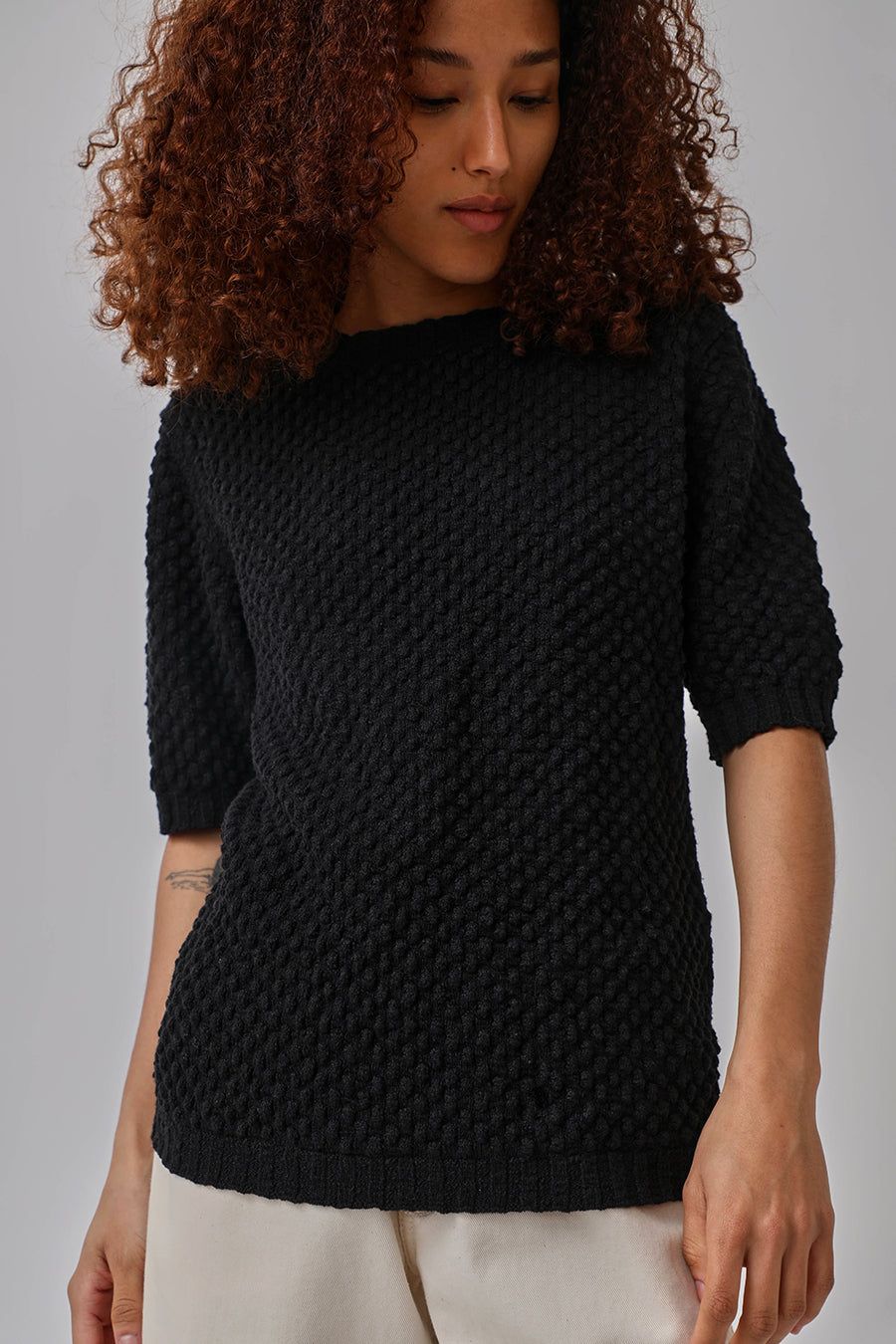 Lauren Manoogian Loops Crewneck in Black sold by No. 6