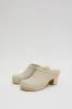 No.6 Old School Clog on High Heel in Chalk Suede sold by No. 6