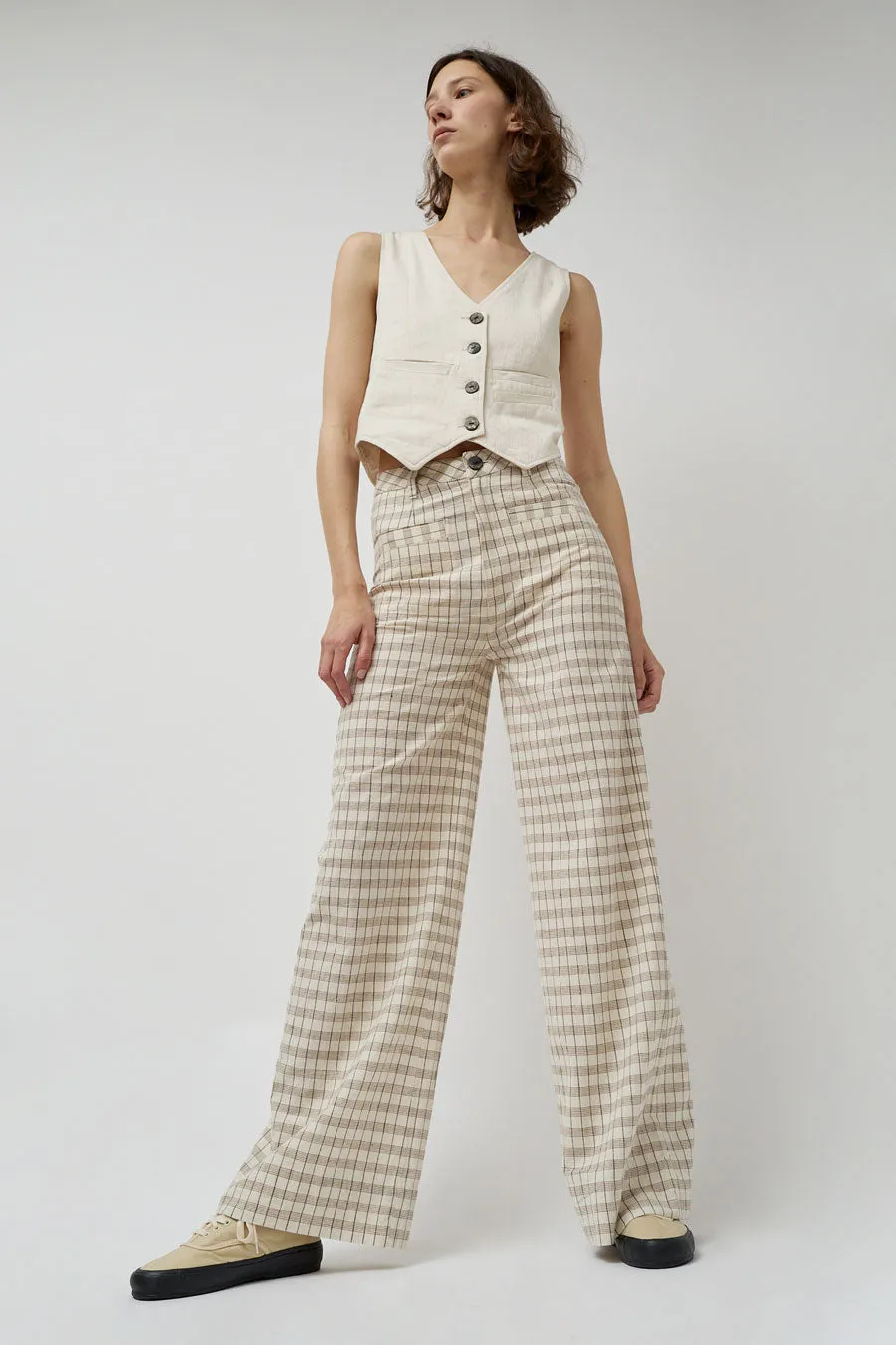 Maria Stanley Soft Hank Pant in Bone Plaid sold by No. 6