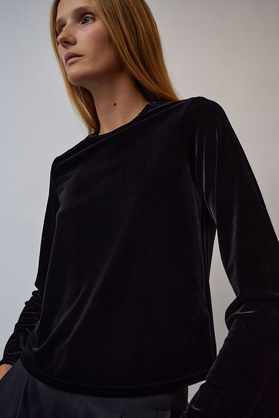 Simone Wild Easy Long Sleeve Top in Black Velvet sold by No. 6
