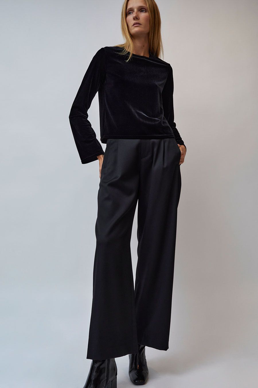 Simone Wild Easy Long Sleeve Top in Black Velvet sold by No. 6 product image thumbnail 5