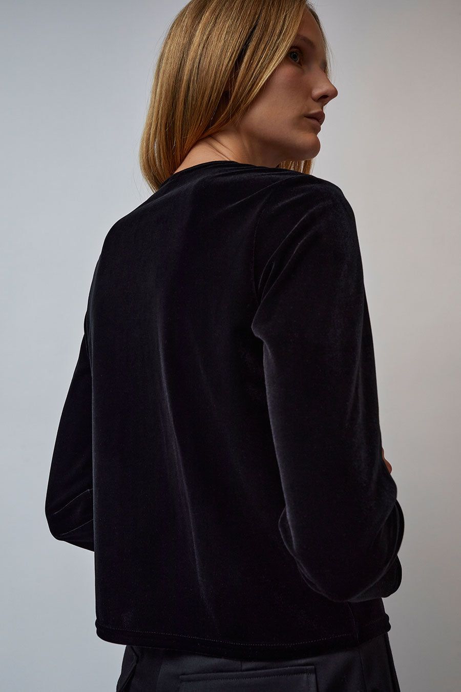 Simone Wild Easy Long Sleeve Top in Black Velvet sold by No. 6 product image thumbnail 4