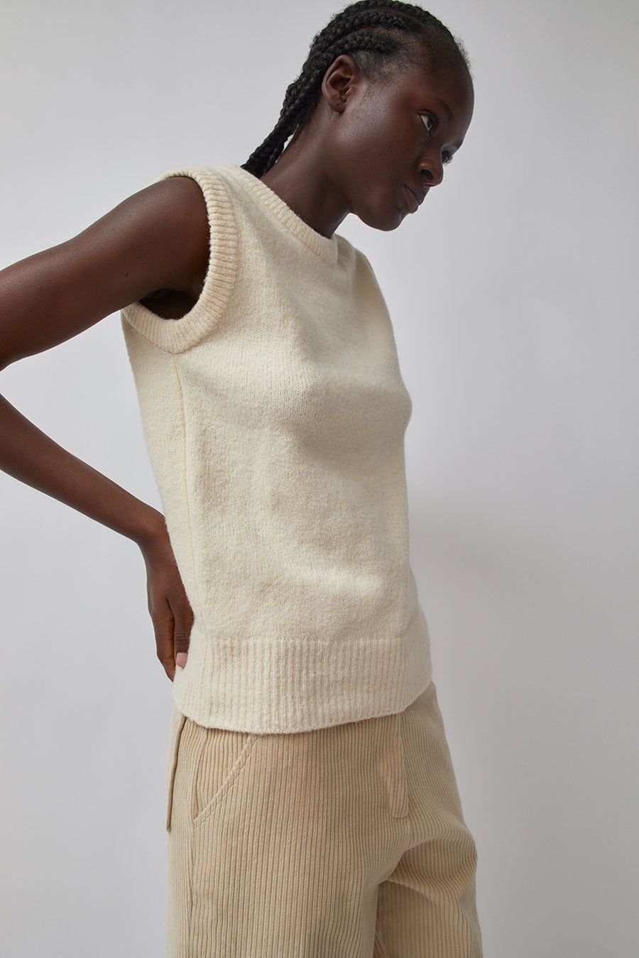 Mijeong Park Crew Neck Vest in Cream sold by No. 6 product image thumbnail 3