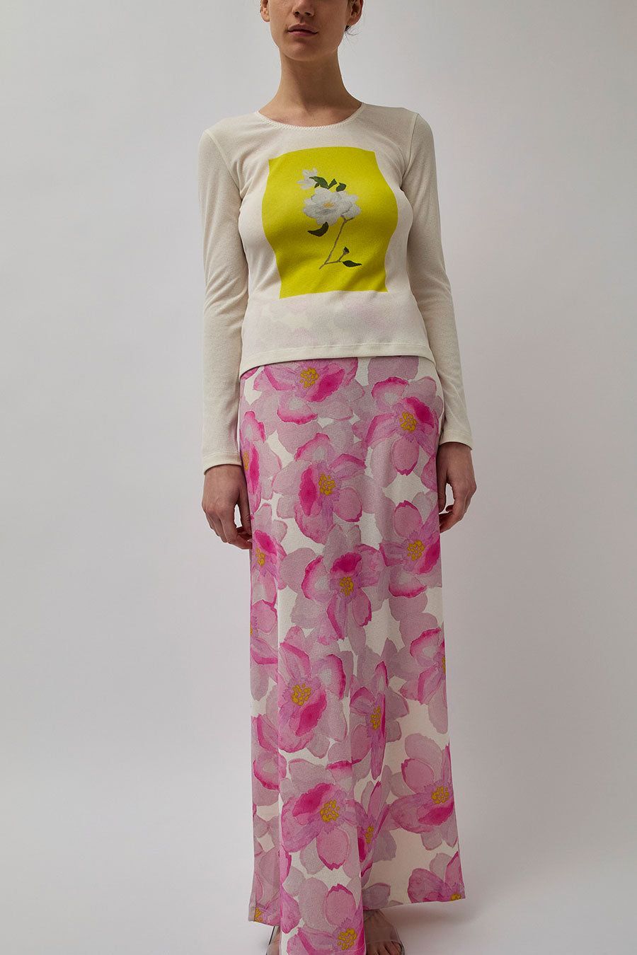 Naya Rea Lola Top in Off White with Yellow Floral Print