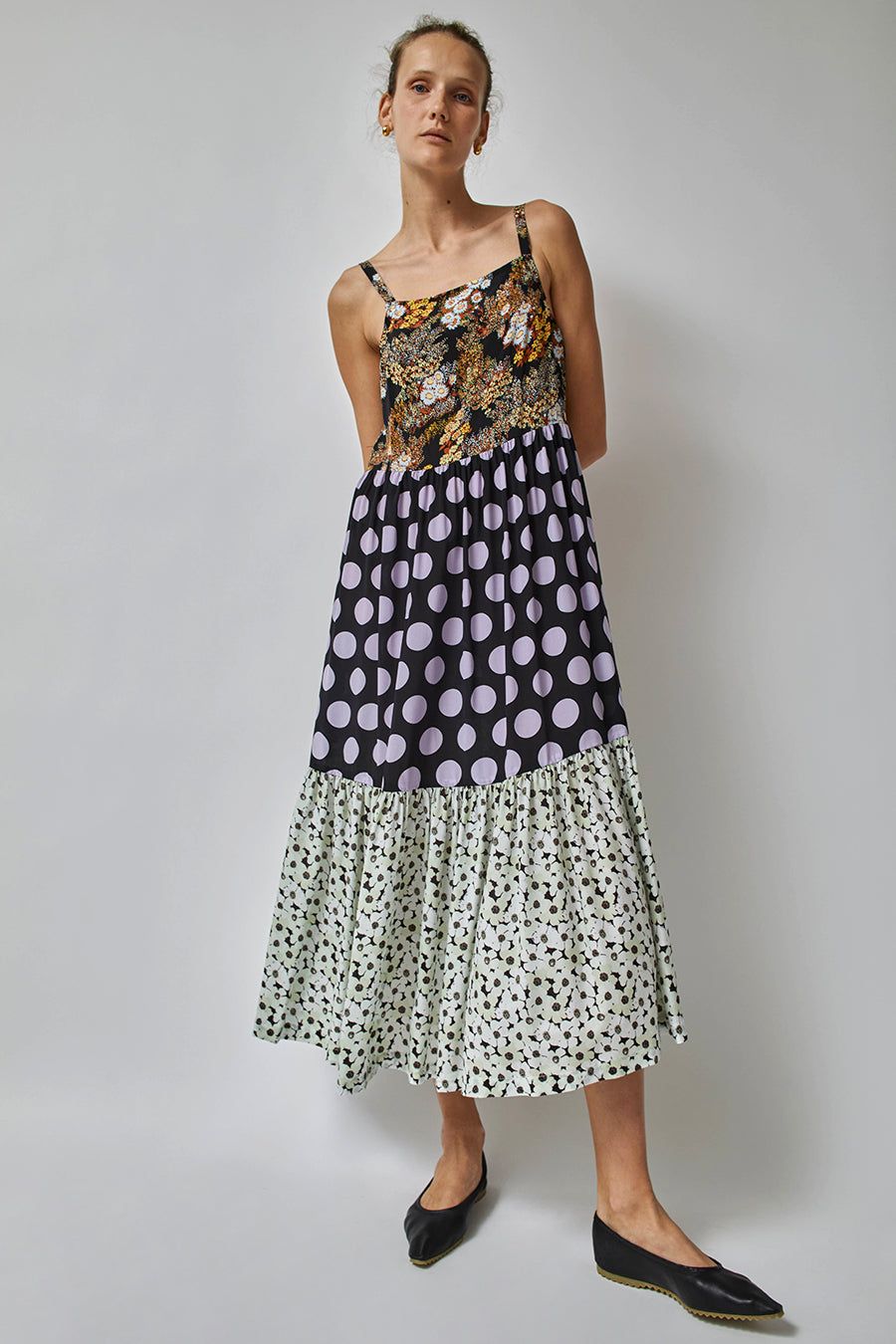 No.6 Eden Dress in Black Floral Lilac Combo sold by No. 6