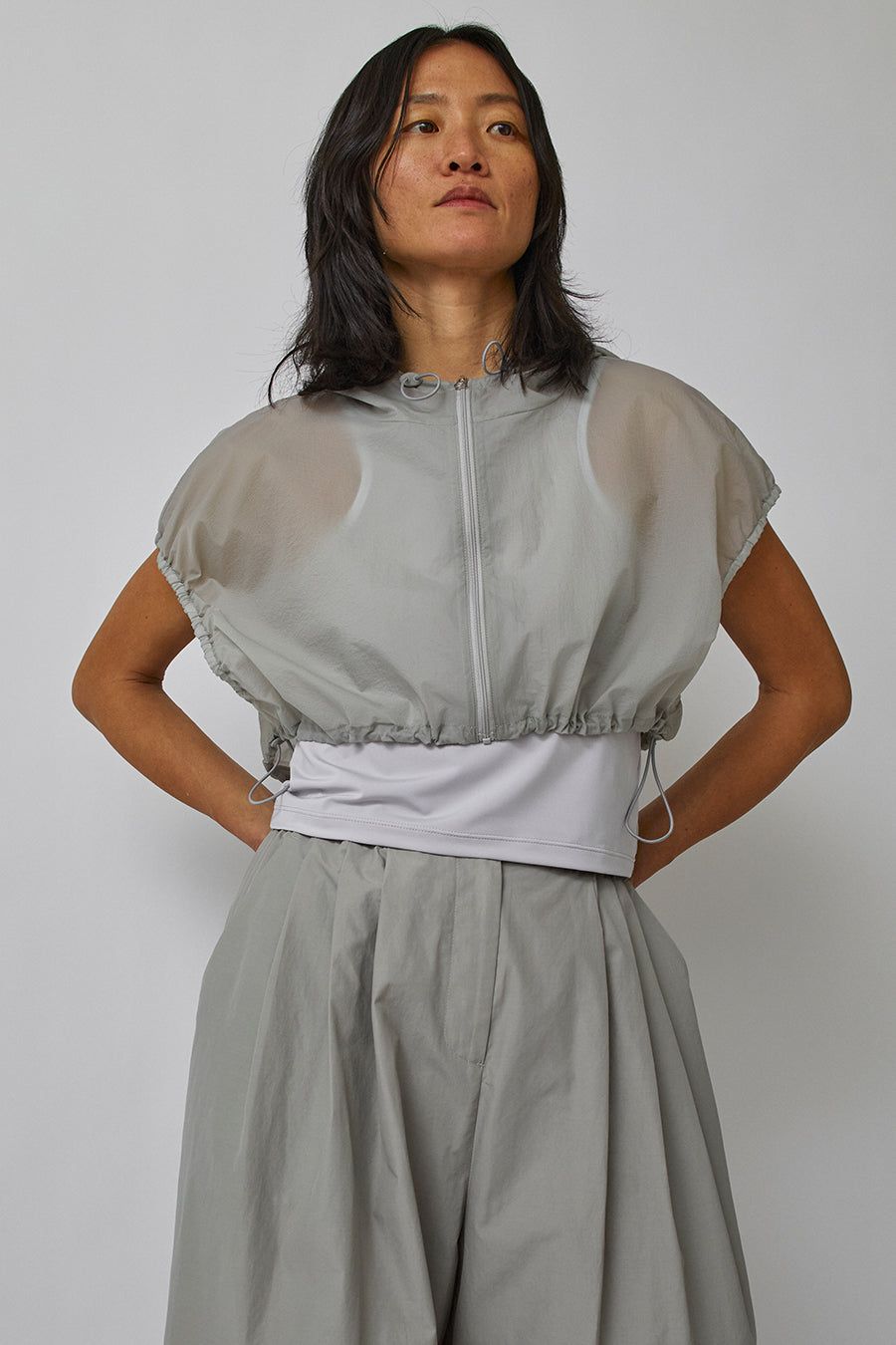 Amomento String Hooded Top in Grey sold by No. 6