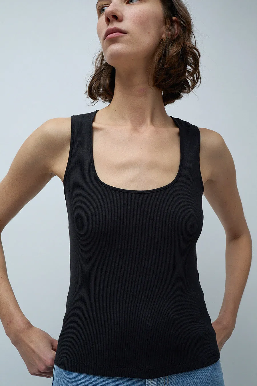 Les Coyotes de Paris Square Neck Rib Tank in Noir sold by No. 6